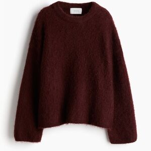 H&M Burgundy Oversized Mohair Blend Sweater
